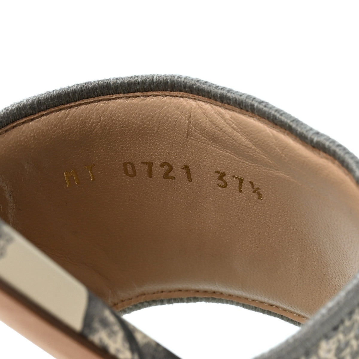 Christian Dior Canvas Women's Toile De Jouy Dway Flat Slide Sandals 37.5 Light Grey