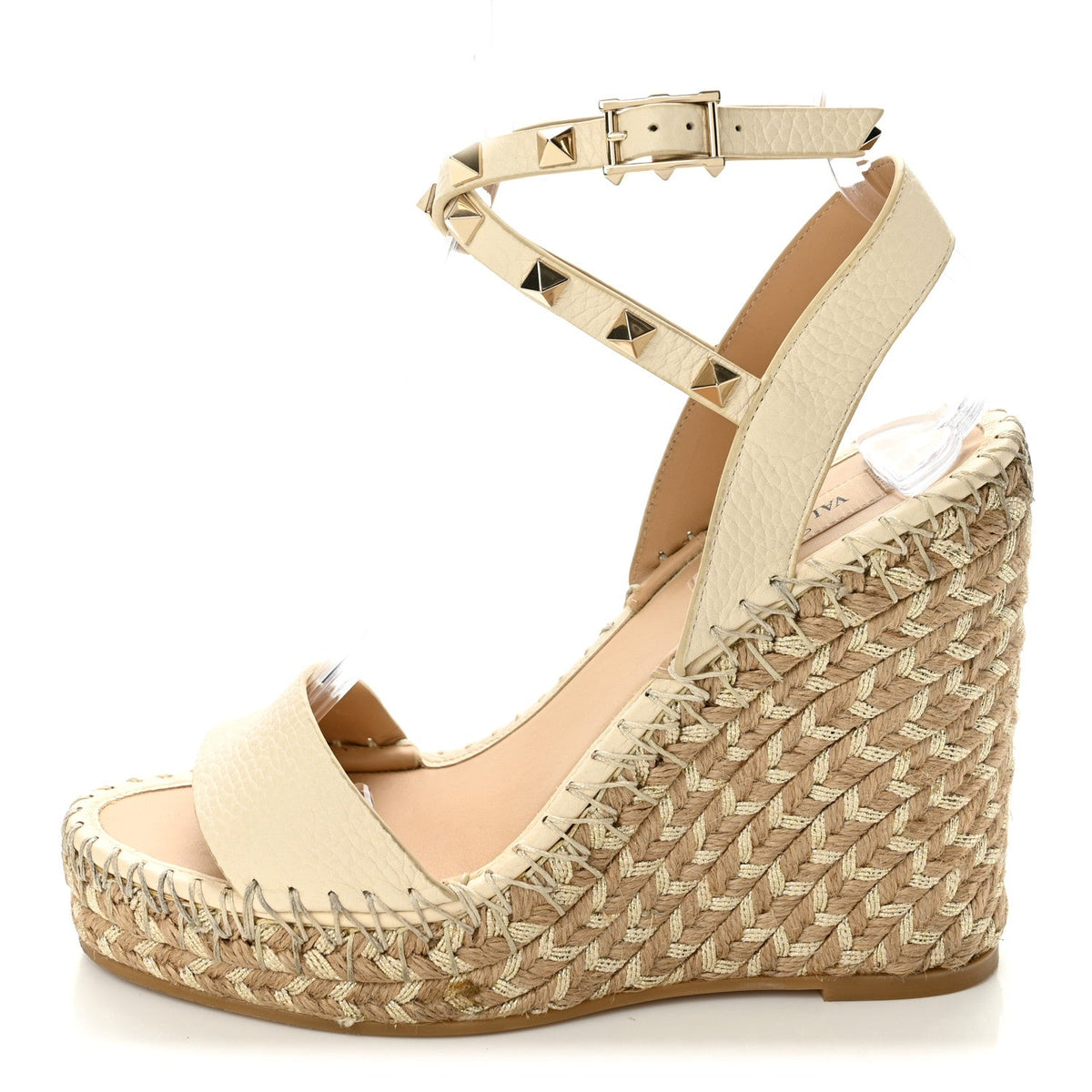 Garavanigrained Calfskin Rockstud Ankle Strap Espadrille /105Mm Wedge