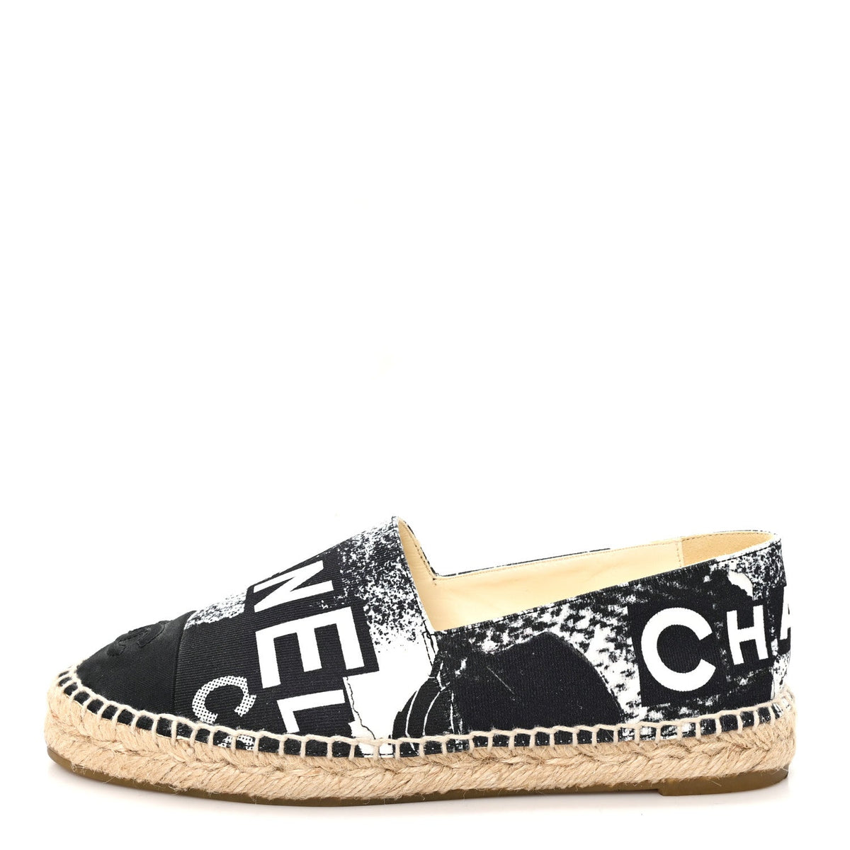 Printed Canvas Grosgrain Rue Cambon Espadrilles Black White