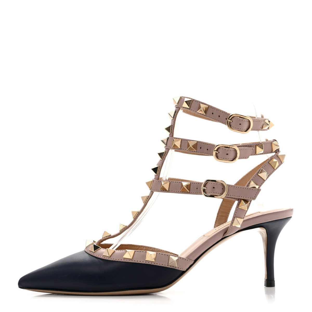 Garavanicalfskin Nappa Rockstud Ankle Strap 65Mm Pumps Indaco Poudre