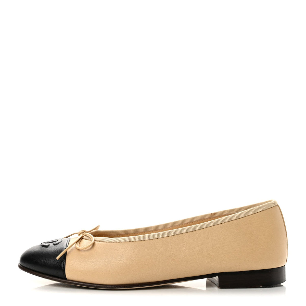 Lambskin Cap Toe CC Ballerina Flats Beige Black