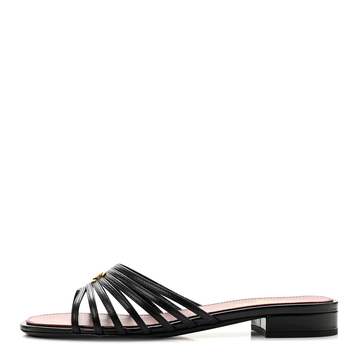 Goatskin Caged CC Slide Sandals Black