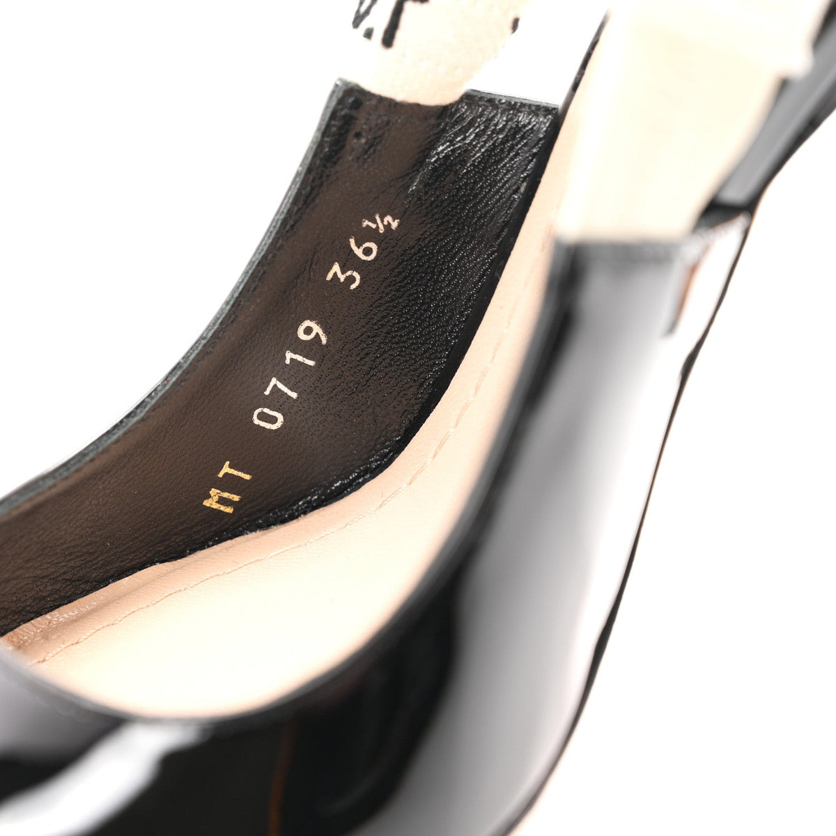 Christian Dior Patent Ribbon Women's J'Adior 100mm Slingback Pumps 36.5 Black