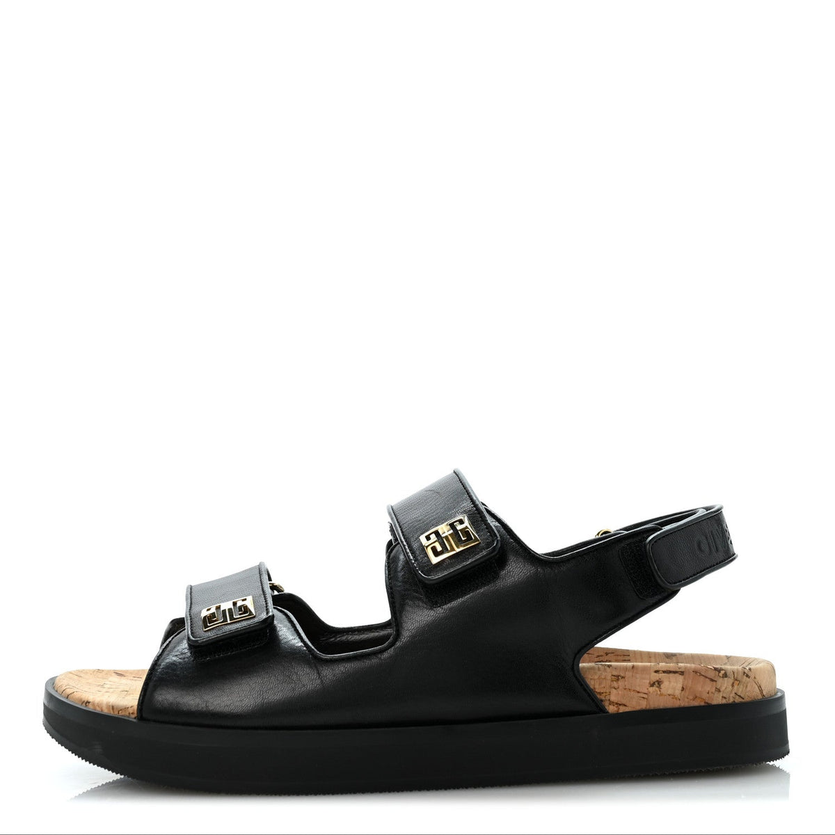 Calfskin 4G Strap Flat Sandals Black
