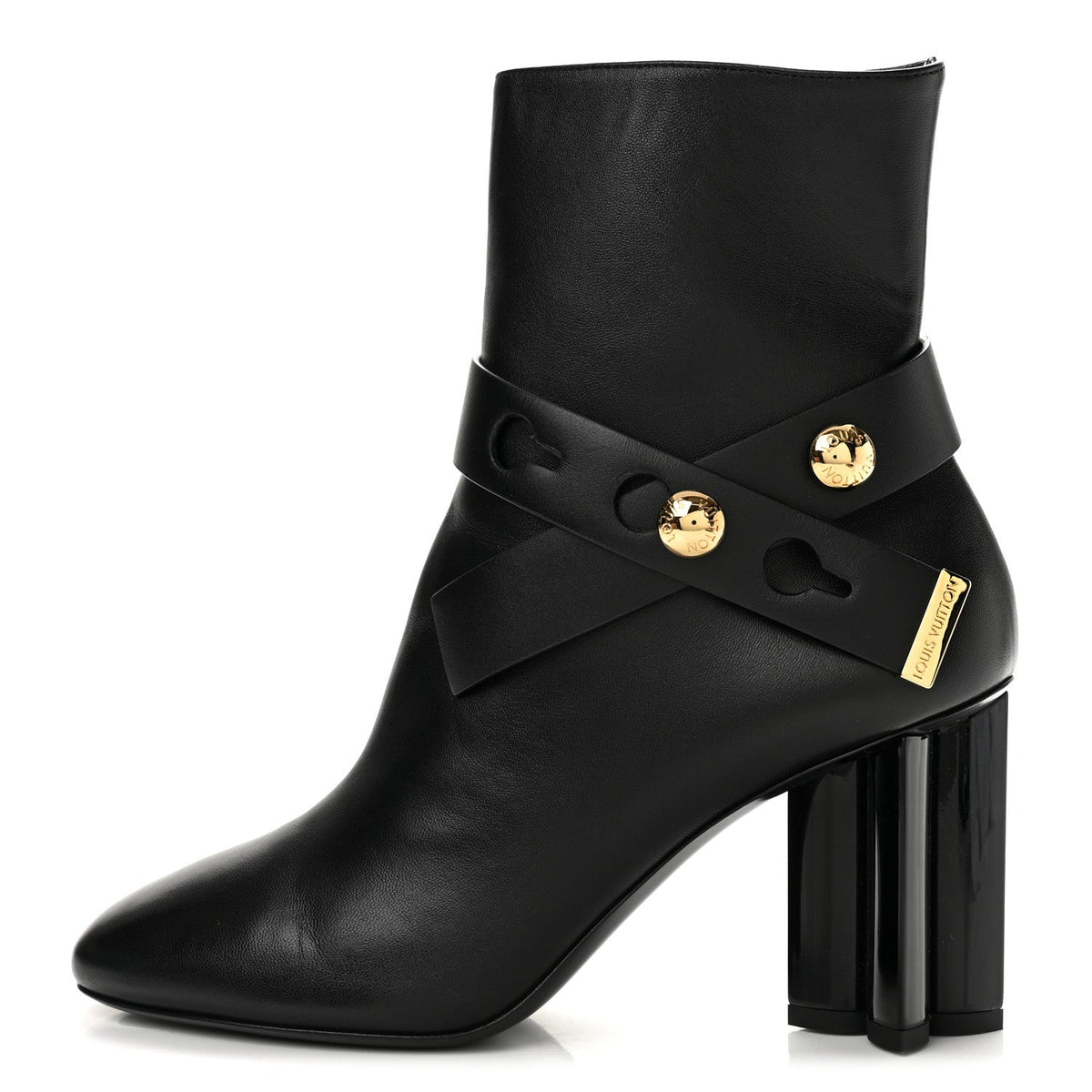 Calfskin Belted Silhouette Ankle Boots Black