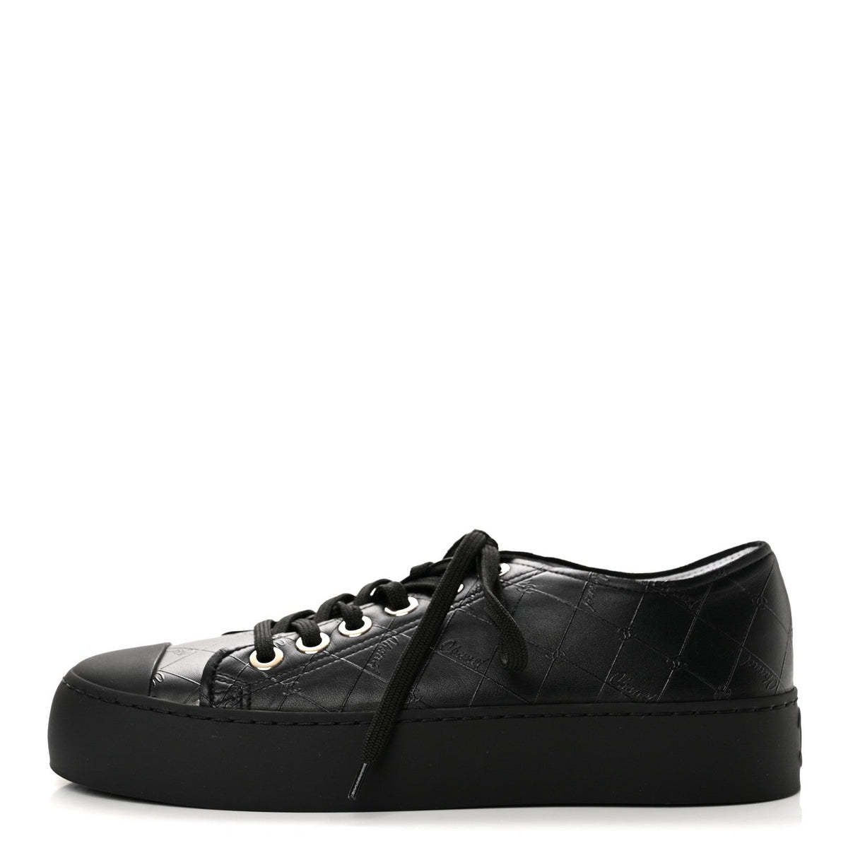 Lambskin Printed Logo Sneakers Black