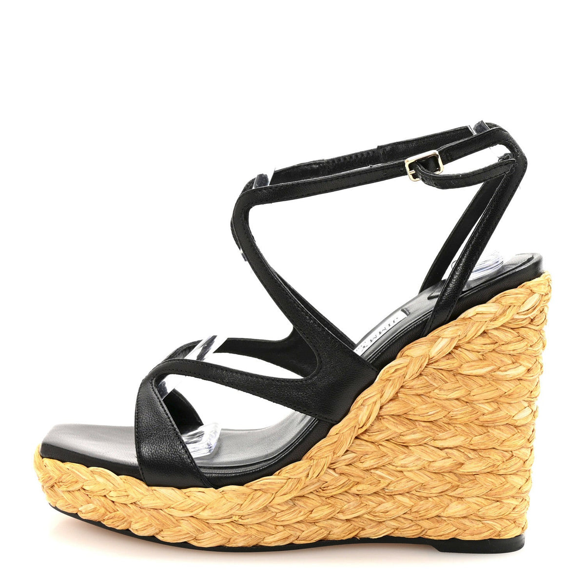 Jimmy Chooraffia Nappa Ayla 110Mm Wedge Sandals Black