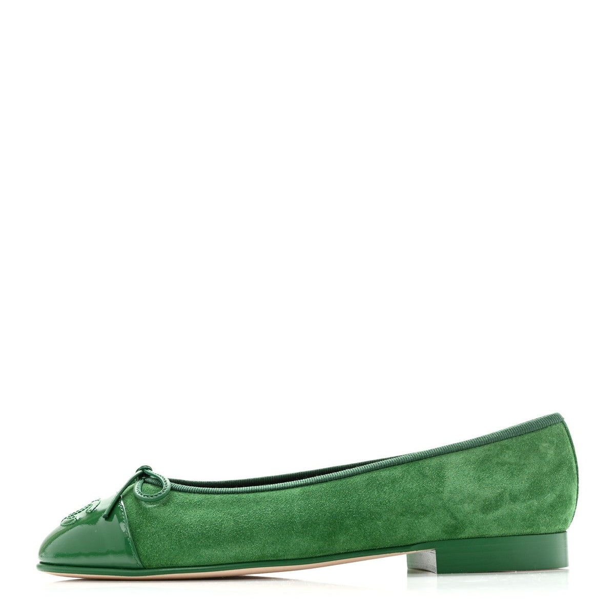 Suede Patent Cap Toe CC Ballerina Flats Green