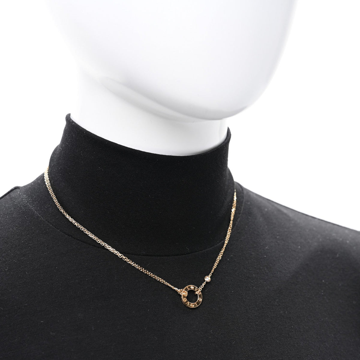 18K Yellow Gold 2 Diamond LOVE Necklace
