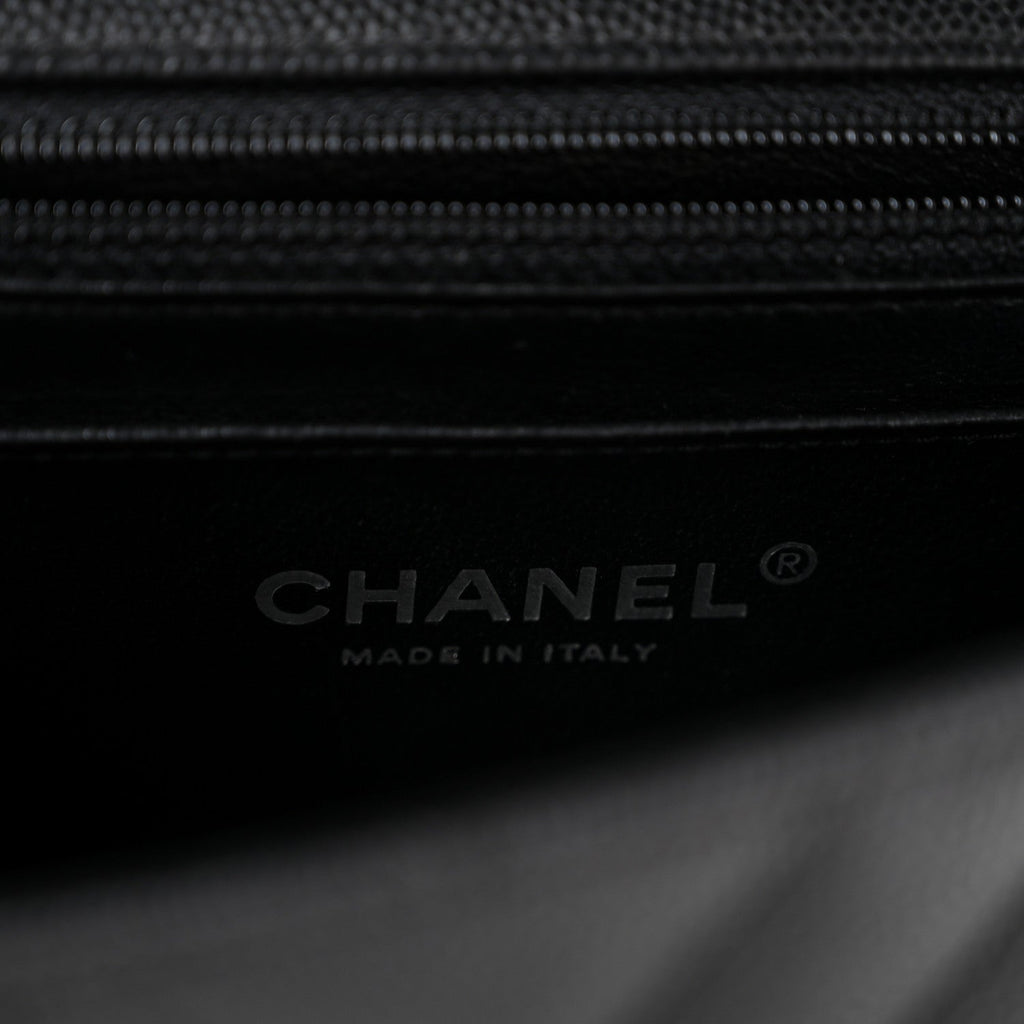 Chanel Caviar Chevron Quilted Mini Rectangular Flap Black