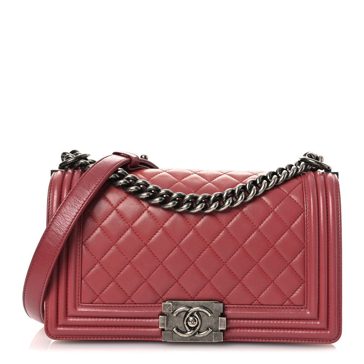 Medium Quilted Lambskin Flap Shoulder Bag - Pink