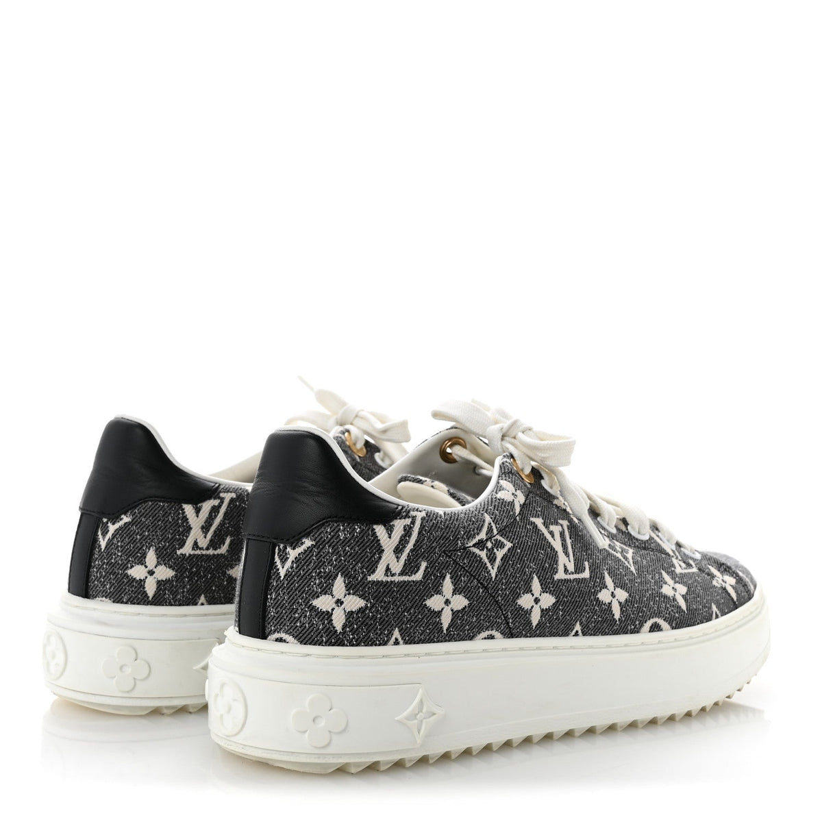 Louis Vuitton Denim Monogram Women's Time Out Sneakers 39 Black