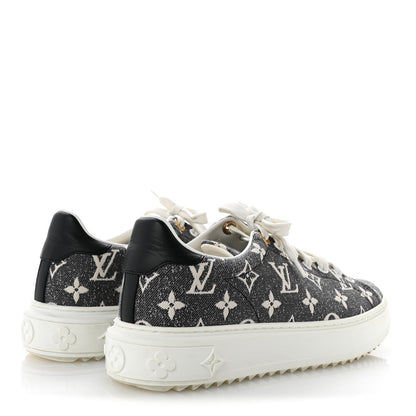Louis Vuitton Denim Monogram Women's Time Out Sneakers 39 Black
