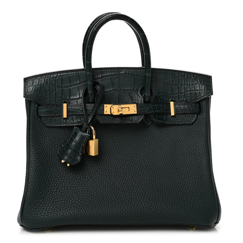 Hermes Togo Matte Alligator Birkin Touch 25 Vert Cypress