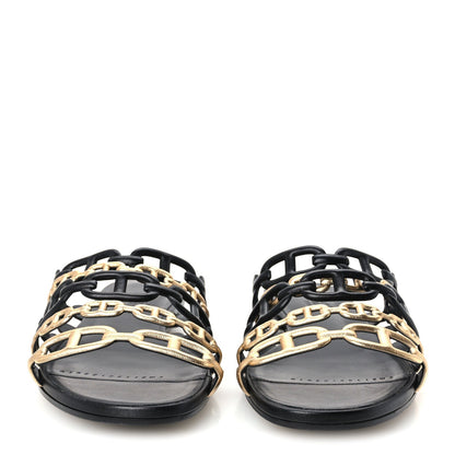 Hermes Nappa Women's Thalassa Sandals 37 Black Doré