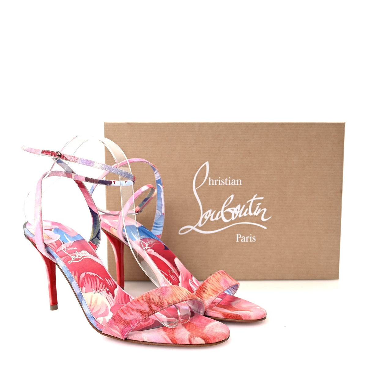 Christian Louboutin Satin Women's Miss Z 80 Sandals 39.5 Multi Lin