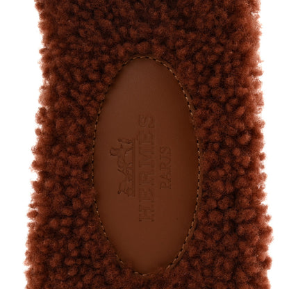 Hermes Woolskin Women's Oran Sandals 37 Cognac