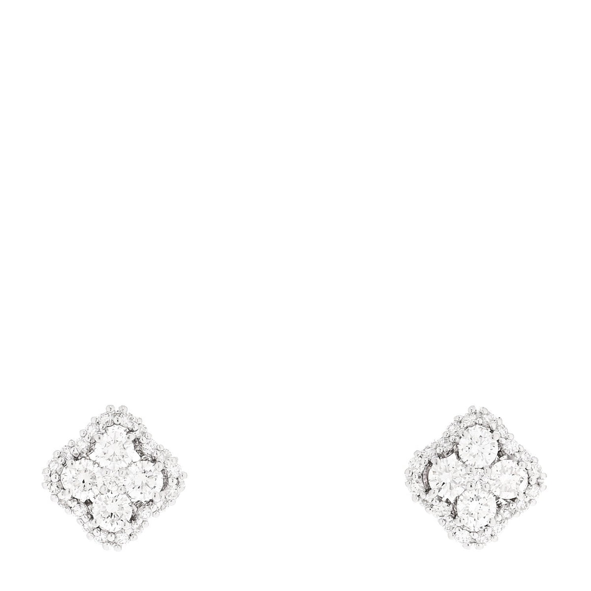 18K White Gold Diamond Flower Pave Stud Earrings