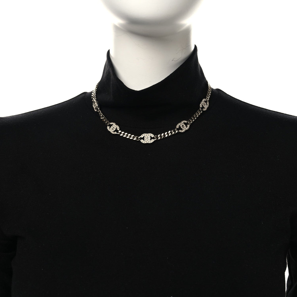 Metal Crystal Chain CC Choker Gold Silver