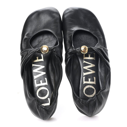 Loewe Lambskin Women's Pebble Ballerina Flats 35 Black