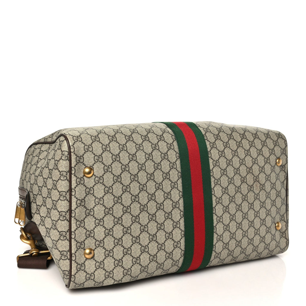 Gucci GG Supreme Monogram Medium Ophidia Carry-On Duffle Bag Beige Ebony