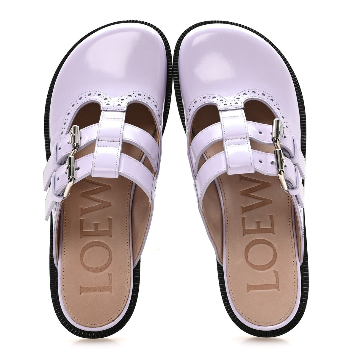 Loewe Calfskin Campo Mary Jane Women's Mules 37 Lilac