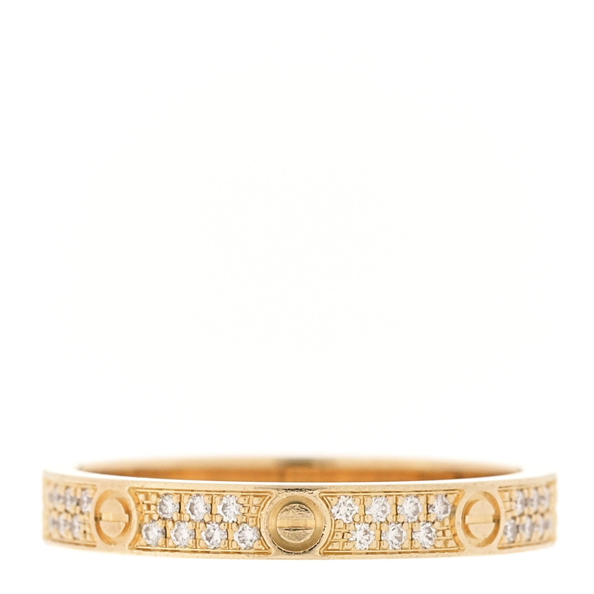 18K Yellow Gold Diamond 2.6mm LOVE Paved Band Ring 48 4.5