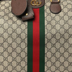 Gucci GG Supreme Monogram Medium Ophidia Carry-On Duffle Bag Beige Ebony