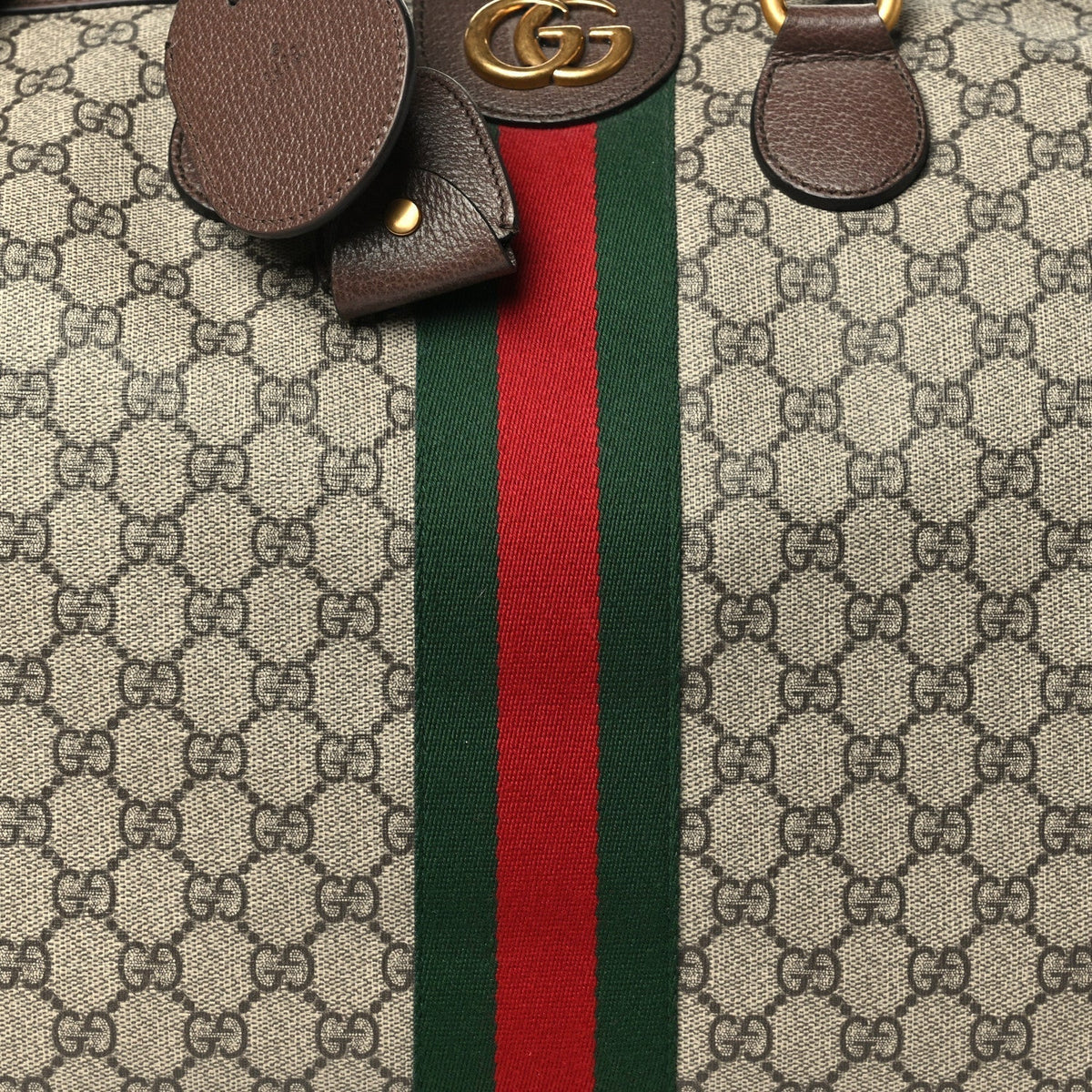 Gucci GG Supreme Monogram Medium Ophidia Carry-On Duffle Bag Beige Ebony