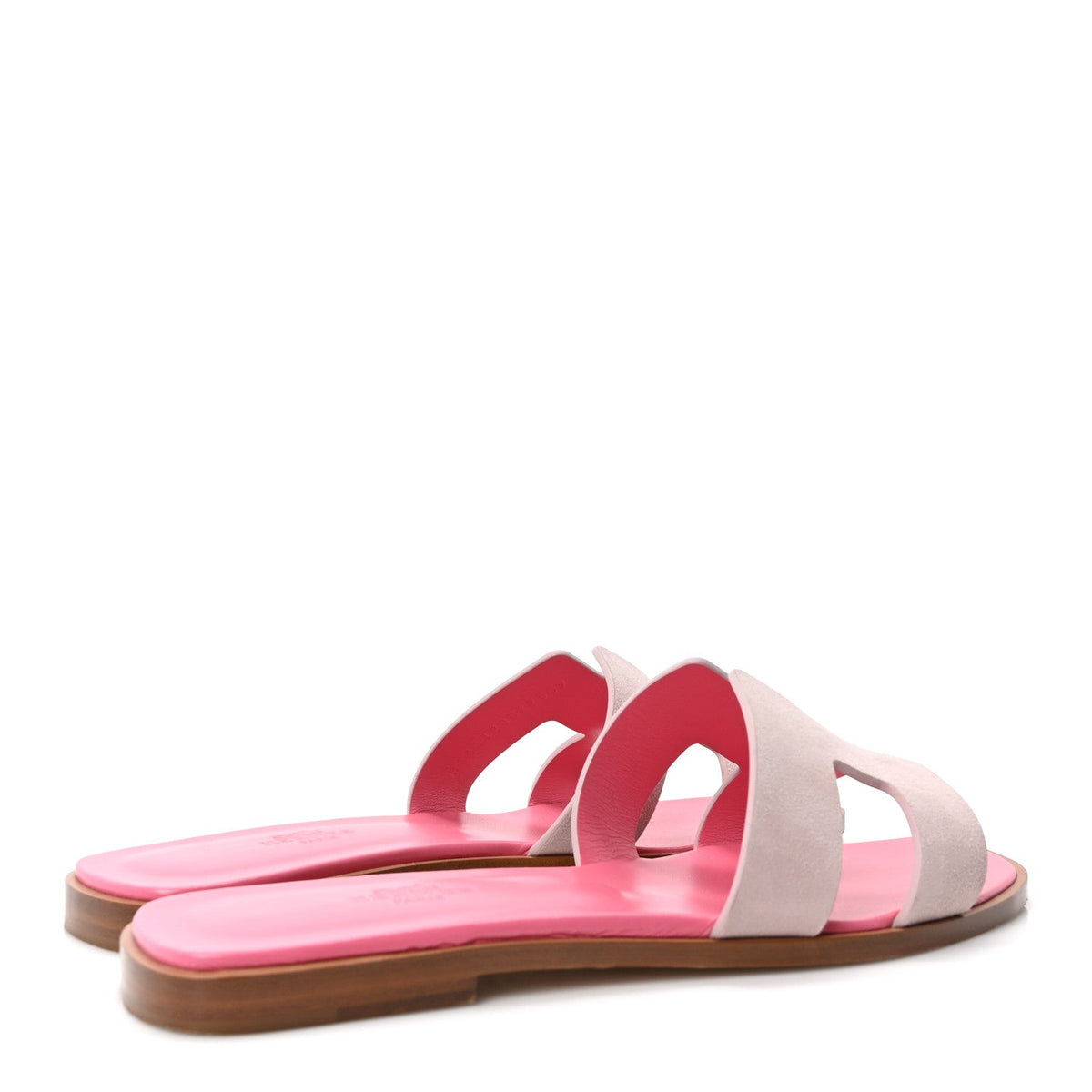 Hermès Suede Goatskin Oran Women's Sandals Rose Porcelaine