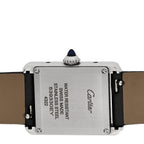 Cartier Stainless Steel Satin Diamond 22mm Tank Watch Silver