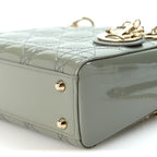 Christian Dior Patent Cannage Mini Lady Dior Grey Stone