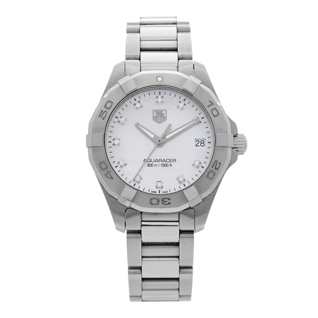 Tag Heuer Stainless Steel Diamond 33mm Aquaracer Quartz Watch WAF1313