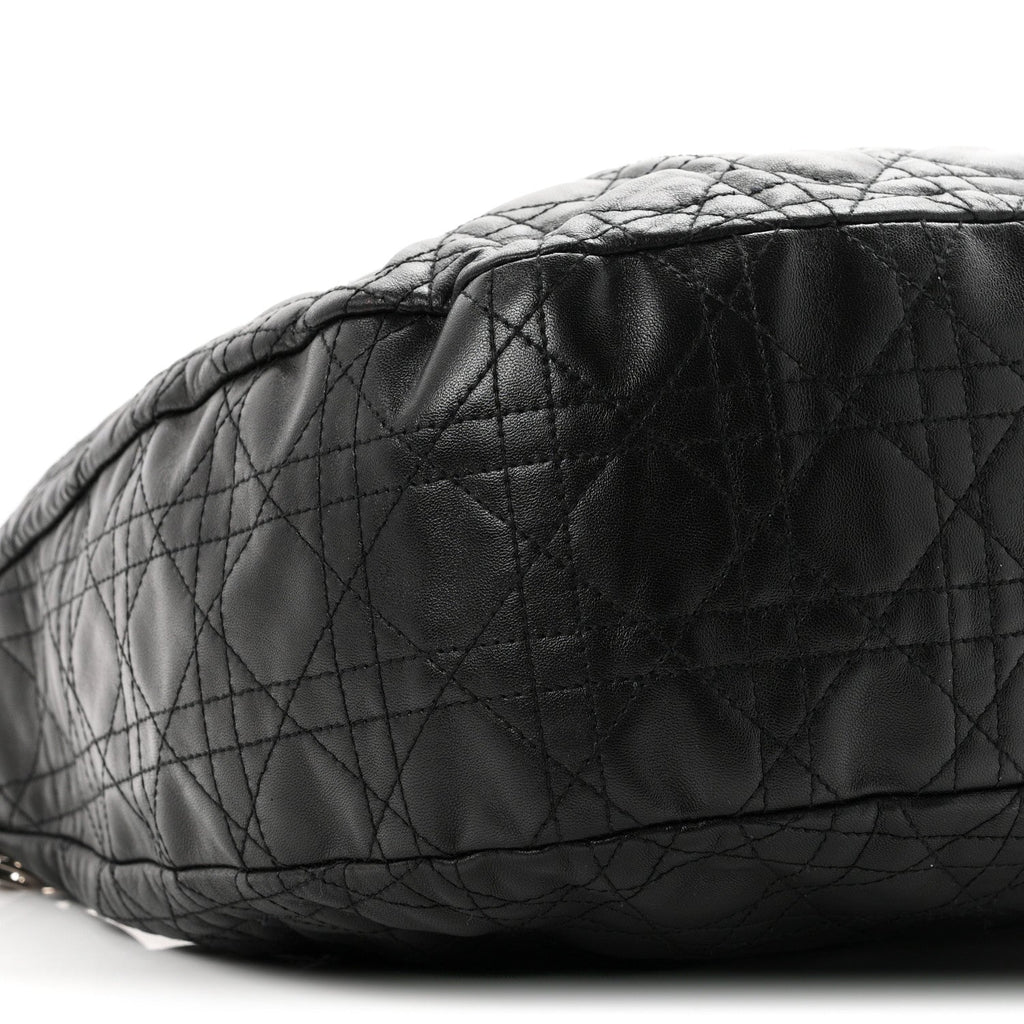 Christian Dior Lambskin Cannage Large Dior Soft Hobo Black