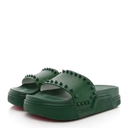 Christian Louboutin Calfskin Women's Pool Fun Slide Sandals 35 Green