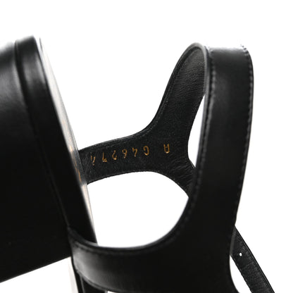 Chanel Lambskin Crystal CC Women's Sandals 37.5 Black