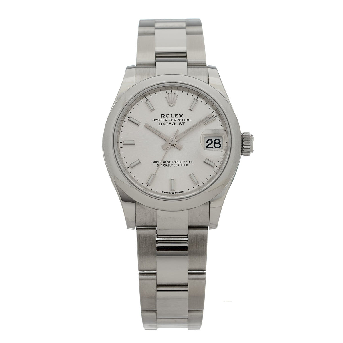Rolex Stainless Steel 31mm Oyster Perpetual Datejust Watch Silver 278240