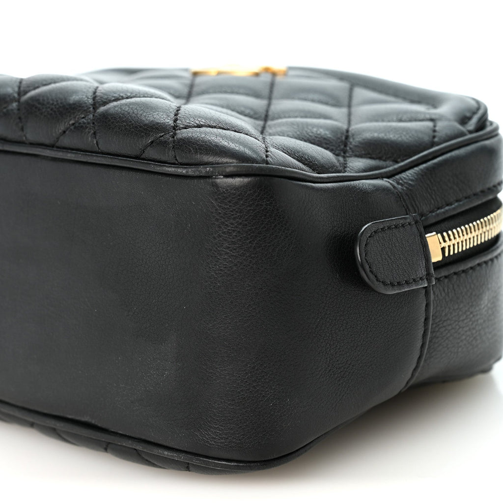 Chanel Calfskin Quilted CC Small Vanity Case Black
