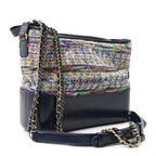 Chanel Tweed Calfskin Quilted Medium Gabrielle Hobo Navy