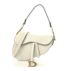 Christian Dior Grained Calfskin Saddle Bag With Strap Latte