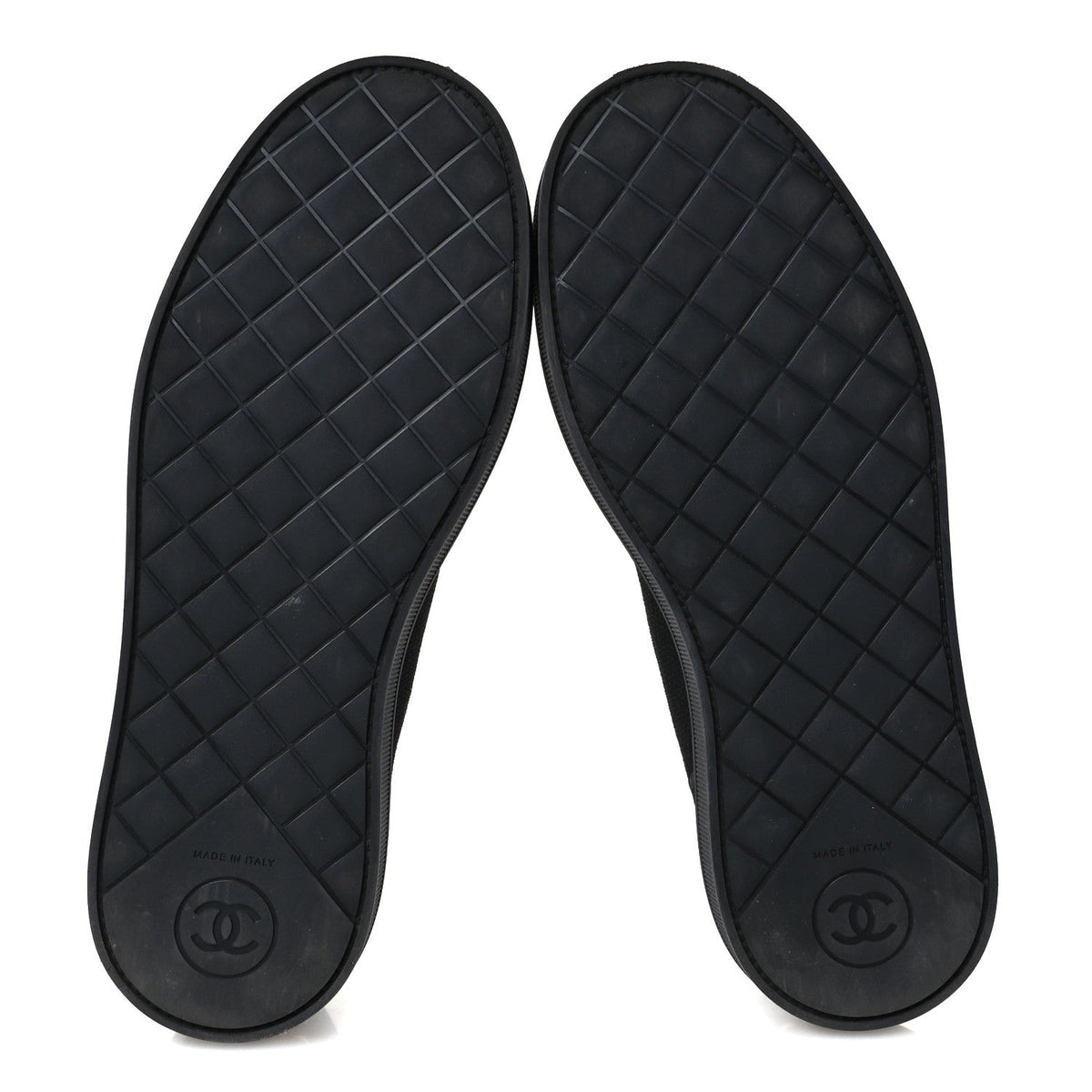 Chanel Stretch Fabric Grosgrain Women's Pearl Cap Toe CC Loafers 35.5 Black