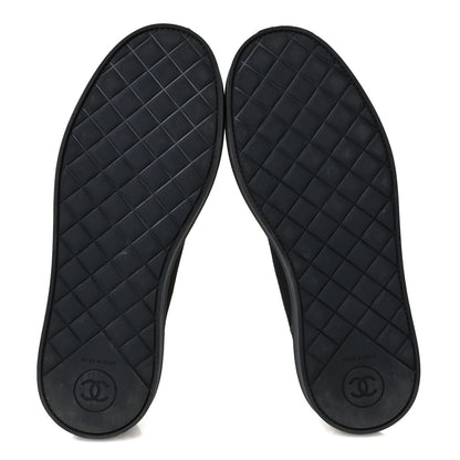 Chanel Stretch Fabric Grosgrain Women's Pearl Cap Toe CC Loafers 35.5 Black