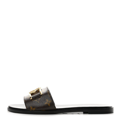 Louis Vuitton Patent Monogram Women's Lock It Flat Mules 39