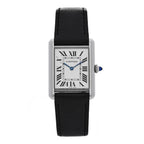Cartier Stainless Steel Calfskin 25mm Must de Cartier Tank Quartz Watch