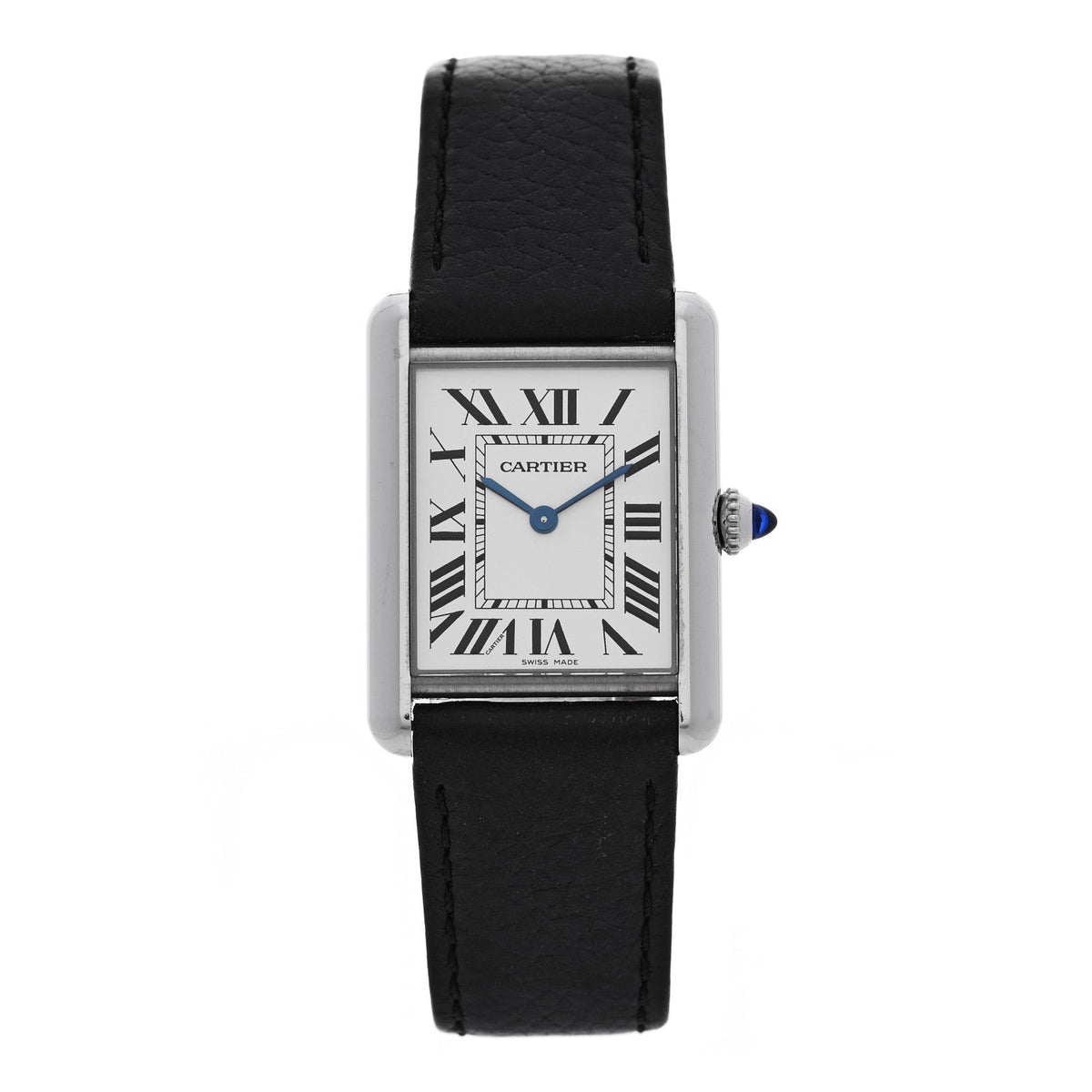Cartier Stainless Steel Calfskin 25mm Must de Cartier Tank Quartz Watch