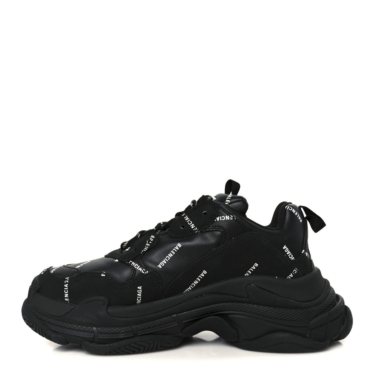 Technical Fabric Allover Logo Triple S Sneakers Black White