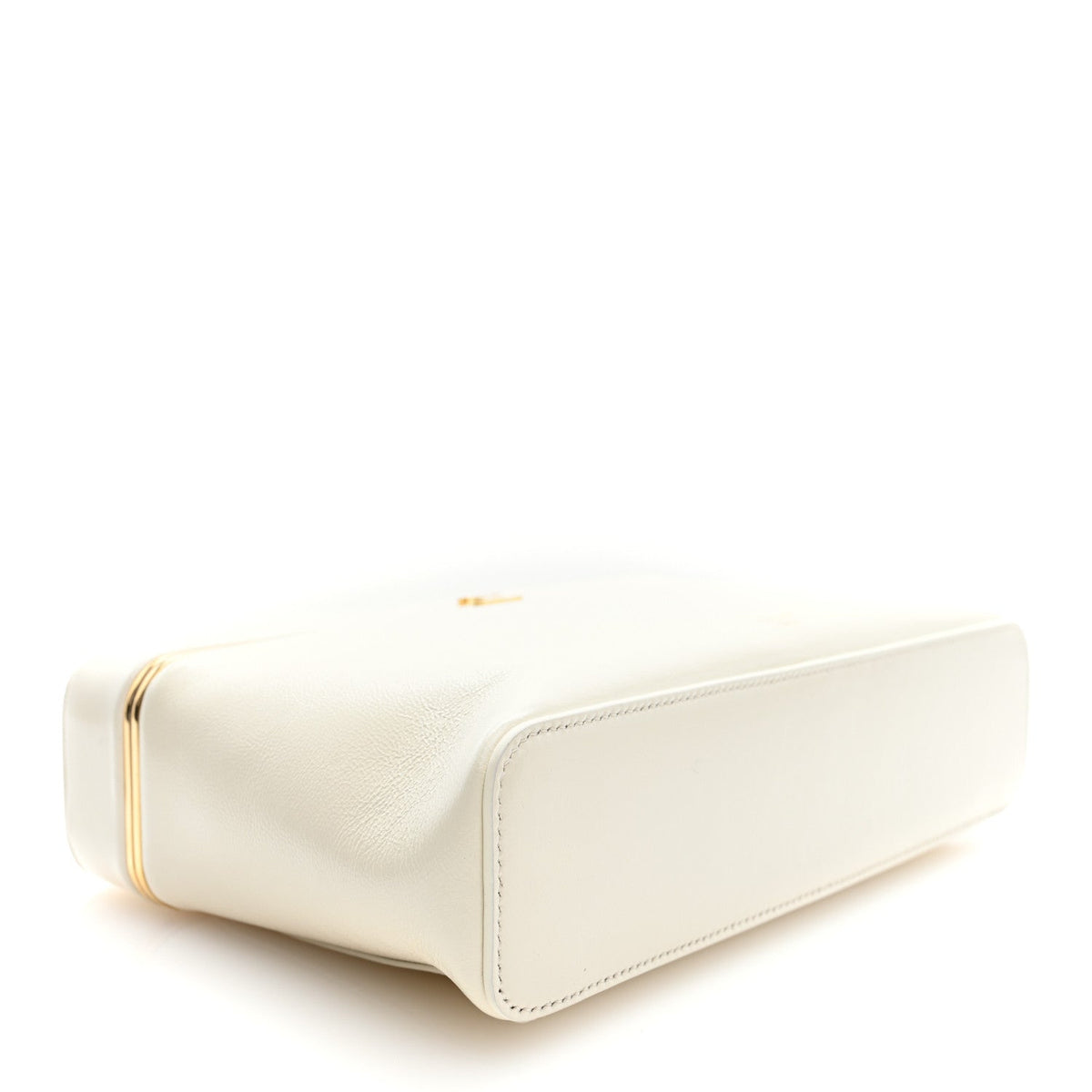 Celine Glossy Lambskin Vanity Frame Rectangle Bag Creamy White