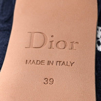 Christian Dior Embroidered Cotton Women's J'adior Slingback Pumps 39 Blue Ecru