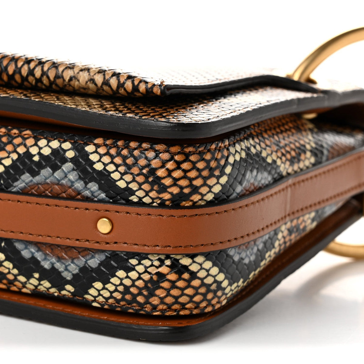 Chloe Calfskin Snakeskin Embossed Small Roy Bag Multicolor