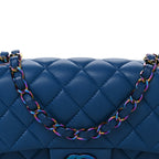 Chanel Lambskin Quilted Mini Rectangular Flap Blue Purple